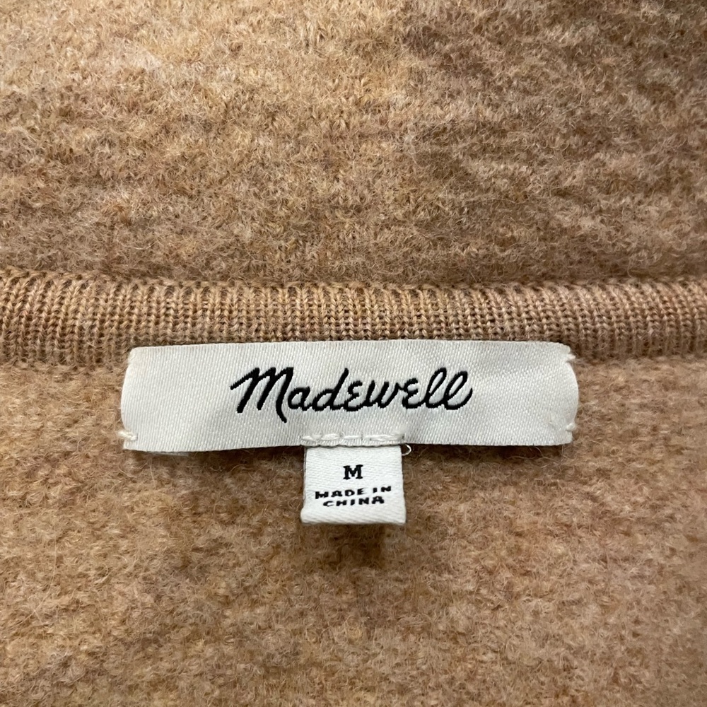 Madewell Tan Boiled Merino Wool Half-Zip Popover Sweater Women’s Size Medium - Picture 6 of 7